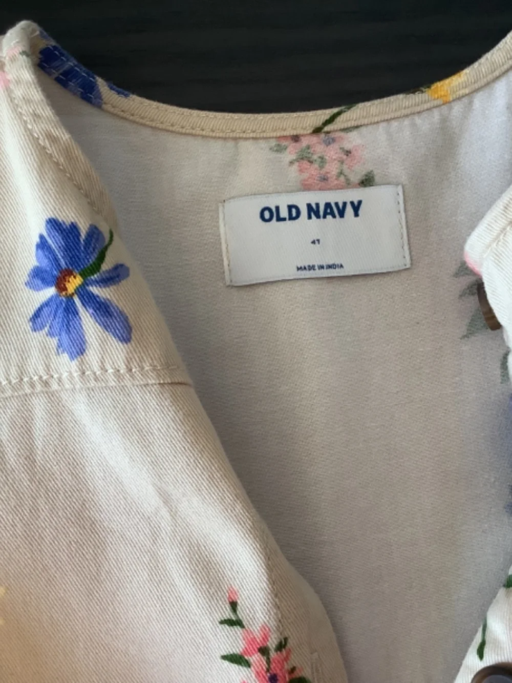 Old Navy Little Girls 4T Khaki Floral 100% Cotton Button Casual Jumpsuit Pockets